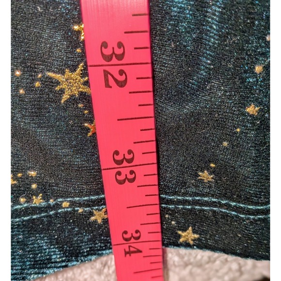 Allegra K Velvet Dress Small Green Gold Stars Square Neck‎ Long Sleeve Mini NWT - Picture 8 of 10